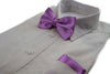 Mens Light Purple Plain Bow Tie & Matching Pocket Square Set