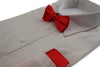 Mens Red Orange Plain Bow Tie & Matching Pocket Square Set