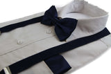 Mens Midnight Blue 100cm Suspenders & Matching Bow Tie & Pocket Square Set