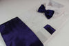 Mens Dark Purple Cummerbund & Matching Plain Bow Tie And Pocket Square Set