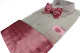 Mens Pink Cummerbund & Matching Plain Bow Tie And Pocket Square Set