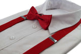 Boys Adjustable Red 65cm Suspenders & Matching Bow Tie Set