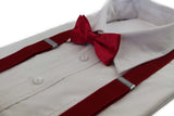 Boys Adjustable Dark Red 65cm Suspenders & Matching Bow Tie Set
