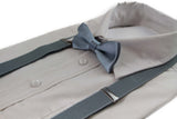 Boys Adjustable Grey 65cm Suspenders & Matching Bow Tie Set