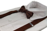 Boys Adjustable Brown 65cm Suspenders & Matching Bow Tie Set
