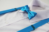 Boys Adjustable Light Blue 65cm Suspenders & Matching Bow Tie Set