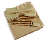 Mens Gold With Silver Stars Matching Bow Tie & Pocket Square Set