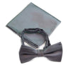 Mens Silver With Silver Stars Matching Bow Tie & Pocket Square Set