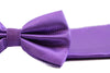 Mens Purple Plain Coloured Checkered Bow Tie & Matching Pocket Square Set
