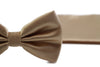 Mens Gold Plain Coloured Checkered Bow Tie & Matching Pocket Square Set