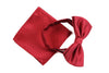 Mens Dark Red Plain Coloured Checkered Bow Tie & Matching Pocket Square Set
