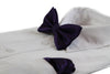 Mens Midnight Purple Plain Coloured Checkered Bow Tie & Matching Pocket Square Set