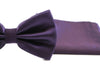 Mens Midnight Purple Plain Coloured Checkered Bow Tie & Matching Pocket Square Set