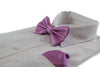 Mens Dusty Purple Plain Coloured Checkered Bow Tie & Matching Pocket Square Set