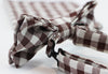 Mens Brown & White Tartan Cotton Check Bow Tie & Pocket Square Set