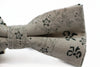 Mens Cream & Green Floral Bow Pattern Cotton Bow Tie & Pocket Square Set