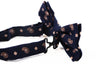 Mens Navy & Tan Scattered Paisley Cotton Bow Tie And Pocket Square Set