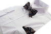 Mens Navy, White & Orange Paisley Cotton Bow Tie & Pocket Square Set
