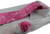 Mens Hot Pink Paisley Patterned Neck Tie & Matching Pocket Square Set