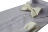 Mens Quality Ivory Plain Bow Tie & Matching Pocket Square Set