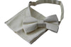 Mens Quality Ivory Plain Bow Tie & Matching Pocket Square Set