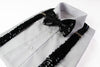 Mens Black Sequin Patterned Suspenders & Bow Tie Set