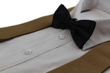 Mens Coffee 120cm Extra Wide Suspenders & Black Bow Tie  Set