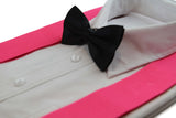 Mens Pink 120cm Extra Wide Suspenders & Black Bow Tie Set