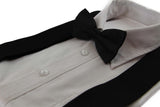 Mens Black 120cm Extra Wide Suspenders & Matching Black Bow Tie Set