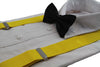 Mens Yellow 100cm Wide Suspenders & Black Bow Tie Set