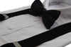 Mens Black 100cm Wide Suspenders & Matching Bow Tie Set