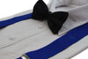 Mens Blue 100cm Wide Suspenders & Black Bow Tie Set