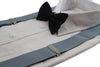 Mens Grey 100cm Wide Suspenders & Black Bow Tie Set