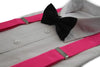 Mens Hot Pink 100cm Wide Suspenders & Black Bow Tie Set
