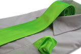Mens Fluro Green 8cm Neck Tie & Matching Pocket Square Set