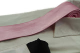 Mens Light Pink 8cm Neck Tie & Black Pocket Square Set