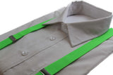 Adjustable 100cm Fluro Green Adult Mens Suspenders
