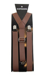 Adjustable Faux Leather Mens & Womens Thick Brown Suspenders