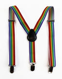 Boys Adjustable Multicoloured Rainbow Striped Patterned Suspenders