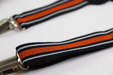 Boys Adjustable Black, White & Orange Striped Patterned Suspenders