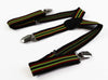 Boys Adjustable Black, Red & Lime Green Striped Patterned Suspenders
