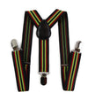 Boys Adjustable Black, Red & Lime Green Striped Patterned Suspenders