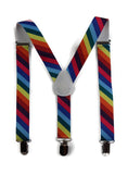 Boys Adjustable Multicoloured Rainbow Diagonal Striped Patterned Suspenders