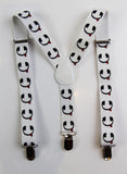 Boys Adjustable White & Black Headphones Patterned Suspenders