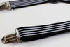 Boys Adjustable Black & White Striped Patterned Suspenders
