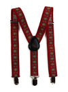 Boys Adjustable Red Train Tracks Patterned Suspenders