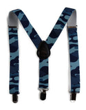 Boys Adjustable Blue Camouflage Patterned 65cm Suspenders