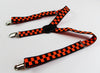 Boys Adjustable Orange & Black Checkered Patterned Suspenders