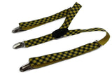 Boys Adjustable Yellow & Black Checkered Patterned Suspenders