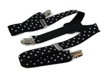 Boys Adjustable Black With White Stars Patterned Suspenders